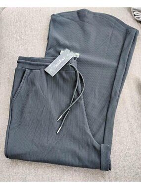 Creation by Fashion Cage Black Ribbed Wide Leg Pants NWT